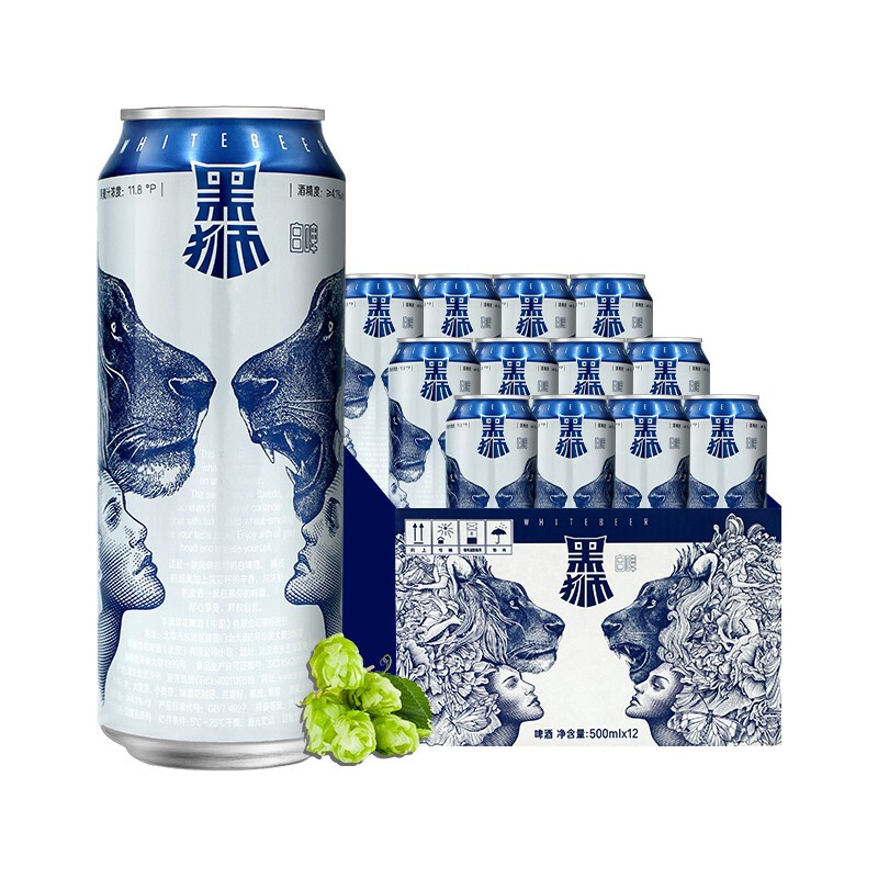 雪花啤酒(snowbeer)11.8度 黑狮白啤 500ml*12听整箱装