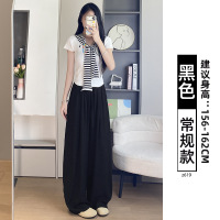 白色亚麻阔腿裤女新款夏季高腰垂感宽松直筒休闲裤子棉麻长裤
