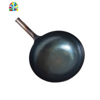 正宗章丘熟铁锅炒锅老式手工熟铁锅家用锅无涂层龙鳞锅煤气灶适用 FENGHOU 铆接式木把(34号家用款)(6-10人)