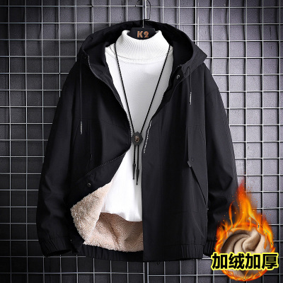 NEWLAKE绒羔棉服男加绒加厚棉衣男冬季学生外套加肥加大码胖子宽松棉袄棉衣