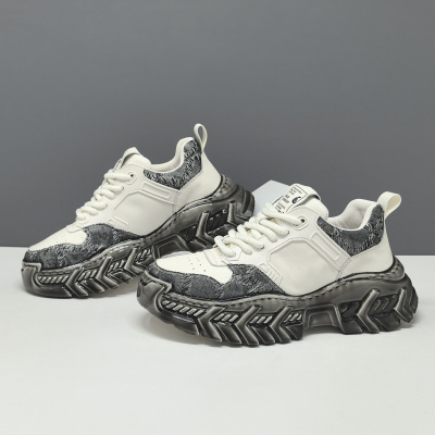 男生头层牛皮高端淋胶鞋男款潮鞋欧洲站男鞋男士厚底增高休闲鞋男