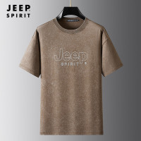 JEEP SPIRIT夏季新款冰丝圆领休闲短袖T恤男薄款宽松大码T恤男装