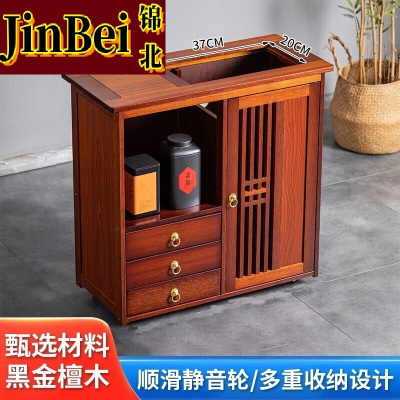 锦北木制茶桌移动茶水柜边柜泡茶台家用烧水壶一体边柜-三抽无盖板