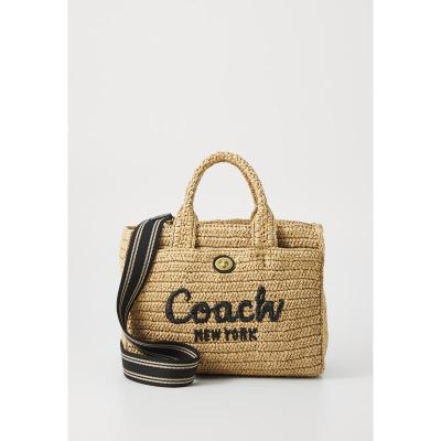 COACH女士手提包时尚草编皮革设计 多功能可调斜挎包