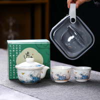 MULTIPOTENT整套功夫茶具中国白羊脂玉瓷陶瓷旅行茶具套装海浪逍遥快客