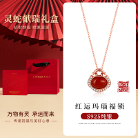 925纯银红玛瑙如意锁项链女本命年蛇年高级感锁骨链送女友礼物送女朋友老婆情人节七夕生日礼物