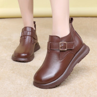 真皮复古雪地靴女冬季厚底马丁靴女加绒保暖软底女靴百搭棉鞋