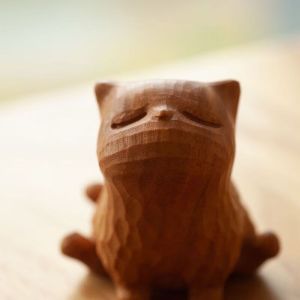 去有风的地方大麦木猫去有风的地方大麦木雕可爱简约傲娇小猫手把