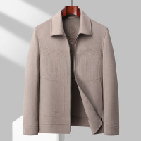 纯羊毛双面呢茄克中年爸爸装男士100%羊毛夹克秋冬加厚羊毛男外套