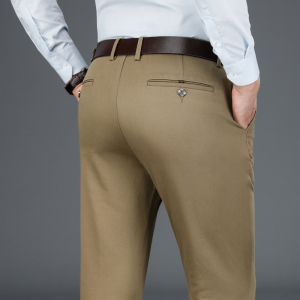 老爺車(LAOYECHE)休闲裤修身直筒黑色秋冬季弹力男裤商务青年冬季款裤子男休闲裤