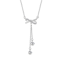 925蝴蝶结流苏纯银项链锁骨链女款轻奢小众设计感ins冷淡风送女朋友老婆情人节七夕生日礼物
