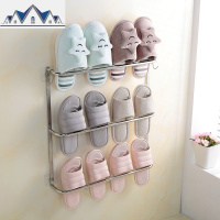 浴室拖鞋架壁挂厕所墙壁挂式简易免打孔不锈钢卫生间鞋架拖鞋架子 三维工匠收纳层架