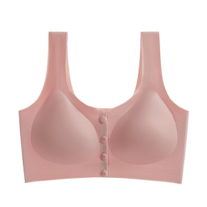 中老年人前开扣妈妈内衣无痕美背大码无钢圈聚拢收副乳背心式文胸