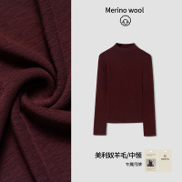 秋季新款羊毛软糯高级中领修身小立领T恤上衣内搭打底衫洋气