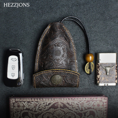 赫泽琼斯HEZZJONES原创真皮汽车钥匙包复古牛皮钥匙包疯马皮钥匙扣手工钥匙包情侣钥匙包