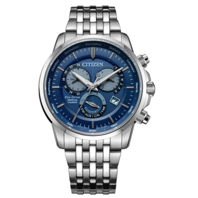 国行西铁城（CITIZEN）光动能蓝色表盘三眼万年历时尚商务男表BL8150-86L