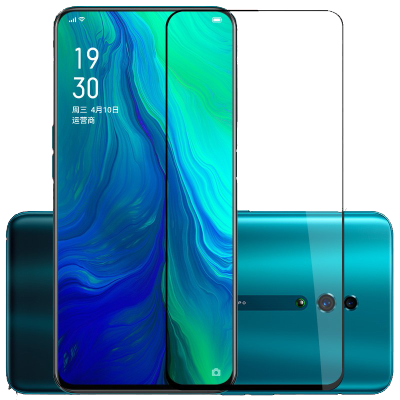 [买2送手机壳]轻万适用opporeno10倍变焦版钢化膜全屏覆盖钢化玻璃防指纹全屏丝印手机膜oppo手机保护膜黑色