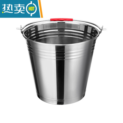 敬平手提式大容量家用储水带盖圆桶食堂油桶加厚铁桶提水桶 24CM特厚钢水桶6升