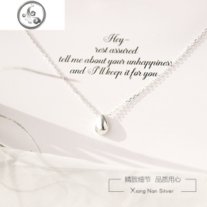 925纯银精致mini小巧水滴黑白项链气质简约锁骨链个性女 JiMi