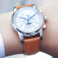 瑞士嘉年华Carnival新款手表男全自动机械表 男表多功能真皮带防水复古休闲时尚商务腕表潮流六针皮表带升级8781-1