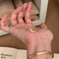 中古交错星轨戒指精致轻奢百搭女开口可调节高级感轻奢食指环新品