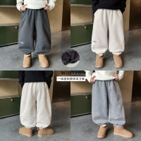 童酷男童冬款百搭字母刺绣拼接宝宝休闲裤加绒保暖儿童卫裤潮