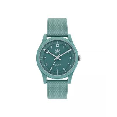 阿迪达斯(adidas)光动能潮流绿树脂表壳手表39mm防水运动休闲石英表