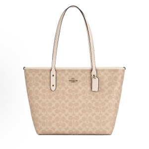蔻驰(COACH)女包 女士奥莱款经典标志双面老花CITY托特包单肩包金属马车标斜挎包 时尚C纹字母女手提包F58292