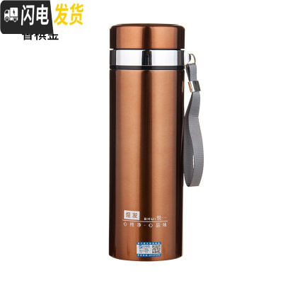 三维工匠304不锈钢男士保温杯1000大容量过滤泡茶车载便携户外办公杯500 1000金色送杯套+杯刷