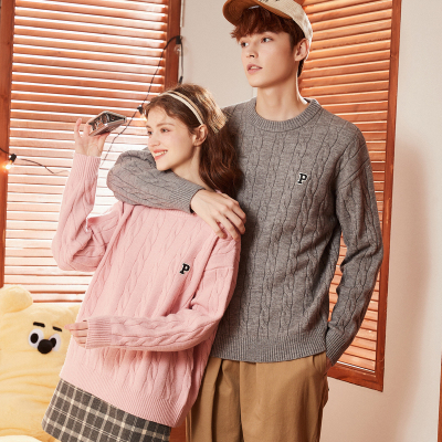 [3件8.5折101.9元,叠加优惠券]唐狮情侣毛衣秋冬季新款绞花日系学院风宽松女上衣情侣针织衫