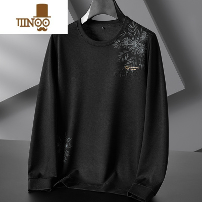 YANXU秋季长袖无帽圆领卫衣男加肥加大码宽松套头休闲打底衫潮胖衣