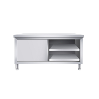 臻远不锈钢推拉门操作台移门打荷台 无需组装120*80*80单通拉门