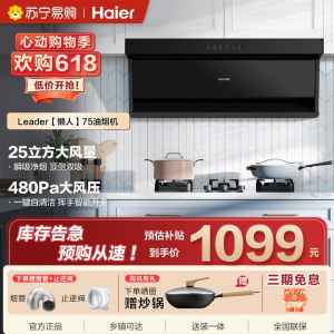 海尔顶侧双吸油烟机 一级能效 25m³/min 大吸力 触摸控制 钢化玻璃面板 480帕大静压IQ75Z1
