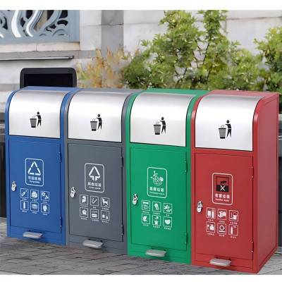 匹牧商用户外垃圾桶单桶分类红色30L脚踏单位:个