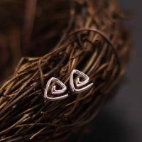 复古气质银饰简约百搭纯银耳钉女不过敏养耳洞耳饰时尚精致三角形送女朋友老婆情人节七夕生日礼物