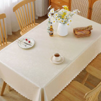 龙塑(LONGSU)餐桌布布艺欧式防水防烫防油免洗长方形酒店饭店台布家用茶几桌布 月季香槟 6.8*1.5米