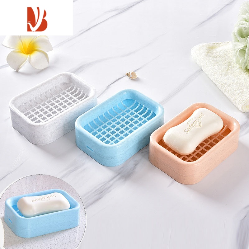 三维工匠3个香皂盒浴室沥水双层北欧肥皂盒创意新款塑料旅行手工皂托皂架 双层沥水3个皂盒 随机颜色