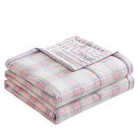 铭思沃夏凉被150*200cm条 粉格