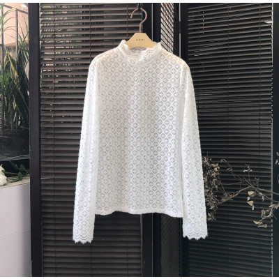 语娄2020秋冬蕾丝软糯打底衫女气质高领网纱上衣雷丝内搭洋气小衫潮2021蕾丝衫