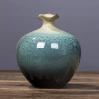 景德镇陶瓷摆件现代时尚创意简约家居装饰客厅插花花瓶干花花器 三维工匠 窑变云海三件套