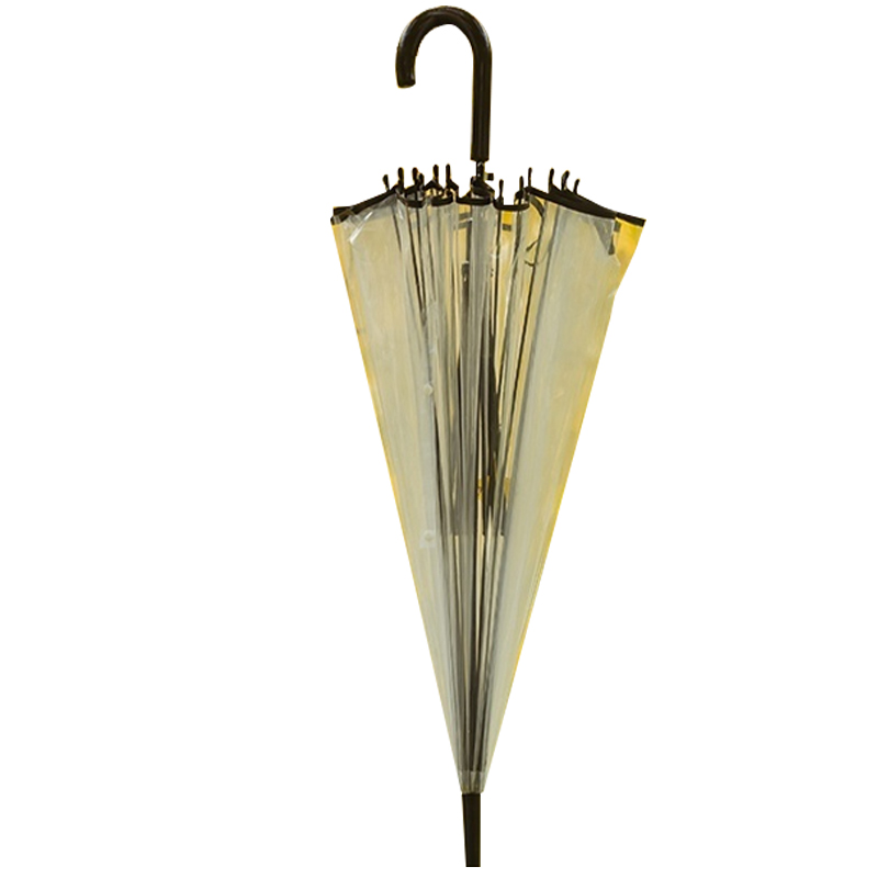 半自动钢骨玻纤伞架 POE伞布 塑料弯手柄YF-L2021015