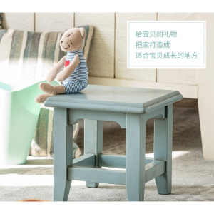 森美人儿童实木小板凳 美式乡村家用小方凳矮凳子创意成人小坐墩