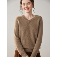 柔软糯山羊绒女士时尚简约百搭打底宽松羊绒衫秋冬新款内搭针织衫