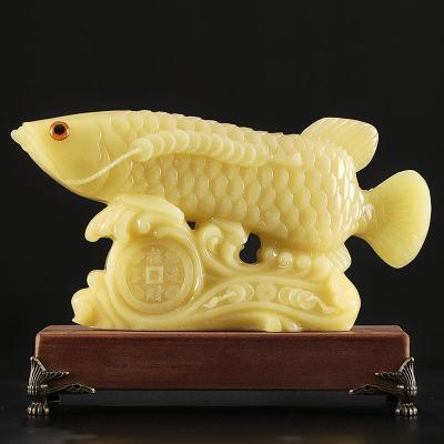 美帮汇玉石金龙鱼摆件工艺品客厅家居玄关电视柜装饰品乔迁礼品