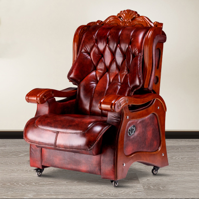 全简牛皮大班椅办公椅电脑椅可躺牛皮豪华老板椅固定扶手
