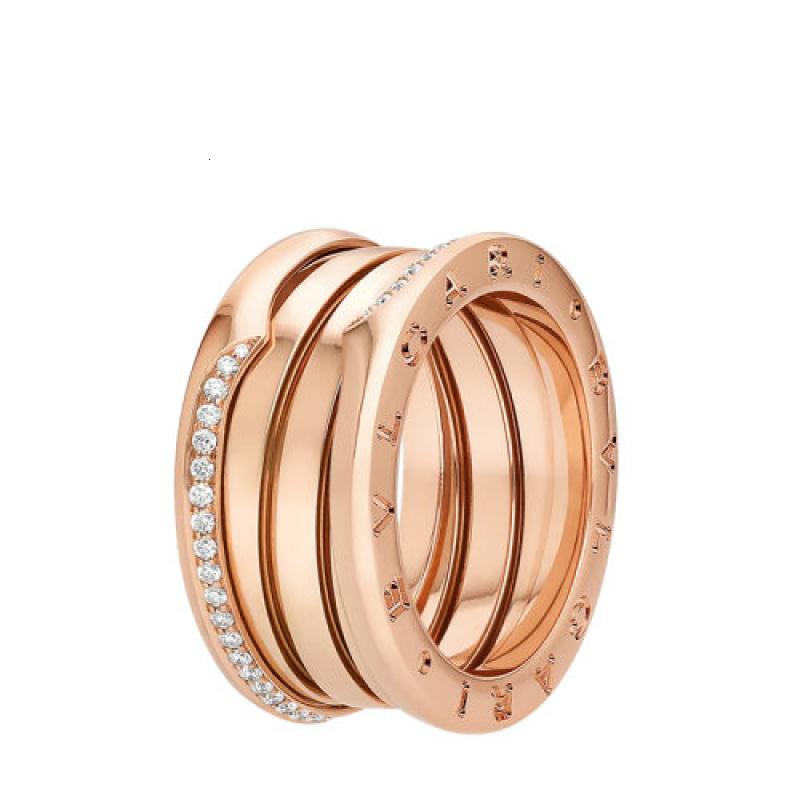 zero1系列 18k金玫瑰金半密镶钻徽标烙印弹簧戒指358971