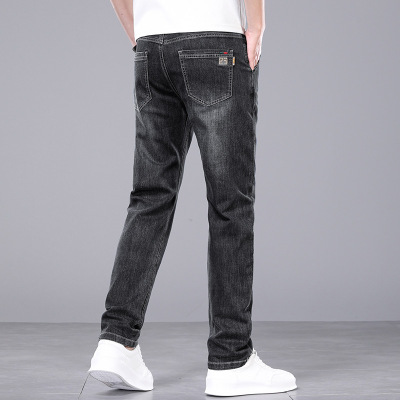 百搭显瘦牛仔裤男中年爸爸新疆棉高质量修身薄款简约商务弹力长裤