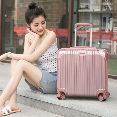 狮闻登机箱男女18寸拉杆箱女大容量结实耐用防刮网红行李箱女小型轻便旅行箱男出行箱女出差箱轨旅游箱包玫瑰金18寸