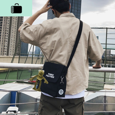 男生小挎包休闲百搭单肩包女韩版简约斜挎包帆布背包学生日系包包NEW LAKE男士斜挎包