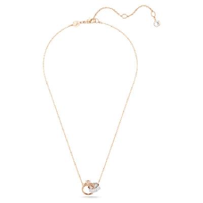 Swarovski[送女友]玫瑰金心形锆石项链精美双环设计女士时尚 pendant首饰